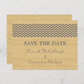 Grey Rustic Chevron Save the Date Briefkaart (Voorkant / Achterkant)