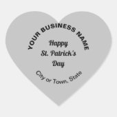 Grey Saint Patrick Business Heart Shape Sticker (Voorkant)