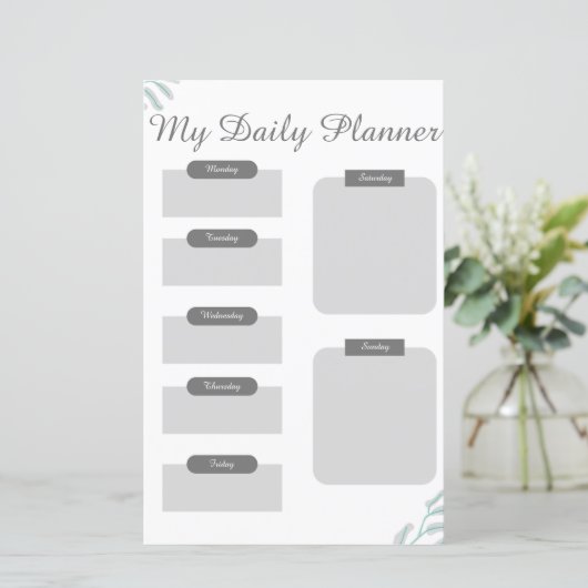 Grey Shades Minimal Daily Planner Sheet (Staand voorkant)