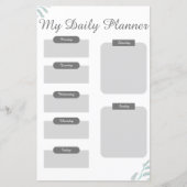 Grey Shades Minimal Daily Planner Sheet (Voorkant)