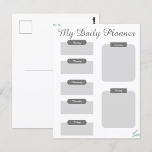 Grey Shades Minimal Daily Planner Sheet Briefkaart