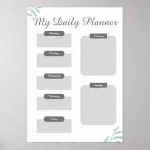 Grey Shades Minimal Daily Planner Sheet Poster