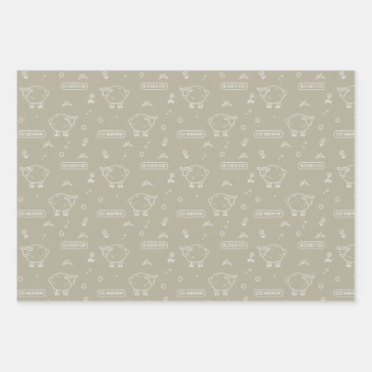 Grey Sheep Eid Mubarak Kinder Inpakpapier Vel (Voorkant 3)