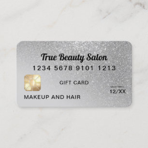 Grey Silver Glitter Credit Kaart Cadeaubon Visitekaartje