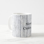 Grey Silver Snowflake Trees Christmas Koffiemok (Voorkant links)