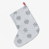 Grey Silver Snowflakes Christmas Grote Kerstsok (Achterkant (Hangend))