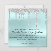 Grey Silver Spark bestuurt het bruid-huwelijk blau Magnetische Uitnodiging (Voorkant)