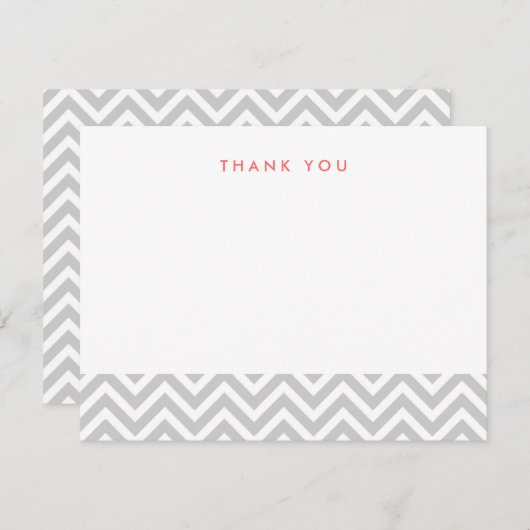 Grey Simple Chevron Merci Cartes de notes (Devant / Derrière)