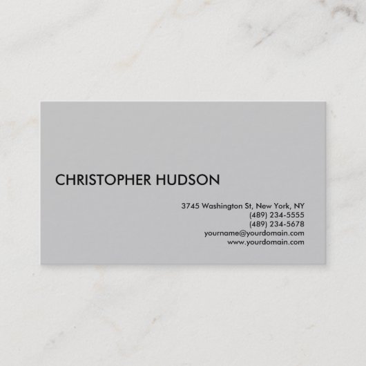 Grey Simple Moderne Carte de visite Consultant (Devant)