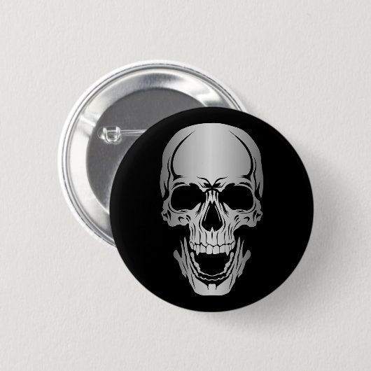 Grey Skull-Button Ronde Button 5,7 Cm (Voorkant /achterkant)