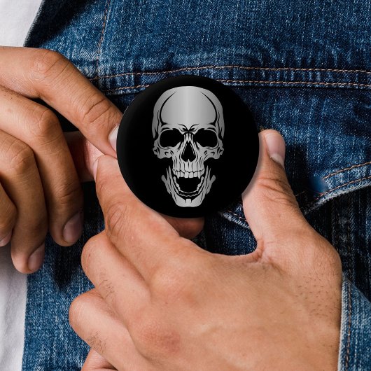 Grey Skull-Button Ronde Button 5,7 Cm