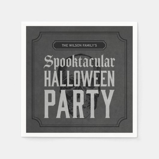 Grey Skull Spooktacular Halloween Party Servetten (Voorkant)
