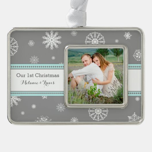 Grey Snow Couples eerste kerst Ornament (Voorkant)