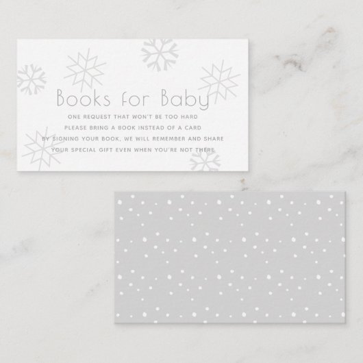 Grey Snowflakes Baby shower Books for Baby Informatiekaartje (Voorkant / Achterkant)