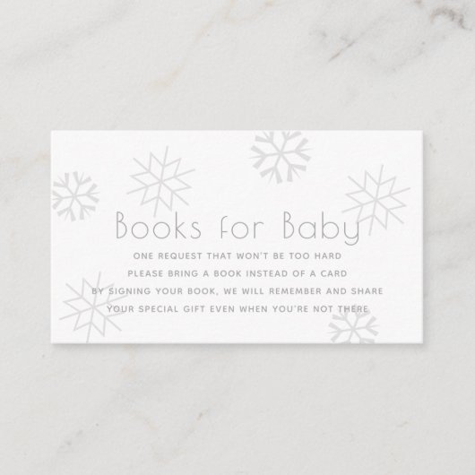 Grey Snowflakes Baby shower Books for Baby Informatiekaartje (Voorkant)