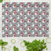 Grey Snowman Burgundy Kerstmis Theedoek (Gevouwen)