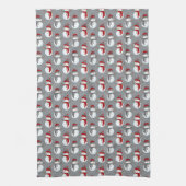 Grey Snowman Burgundy Kerstmis Theedoek (Verticaal)