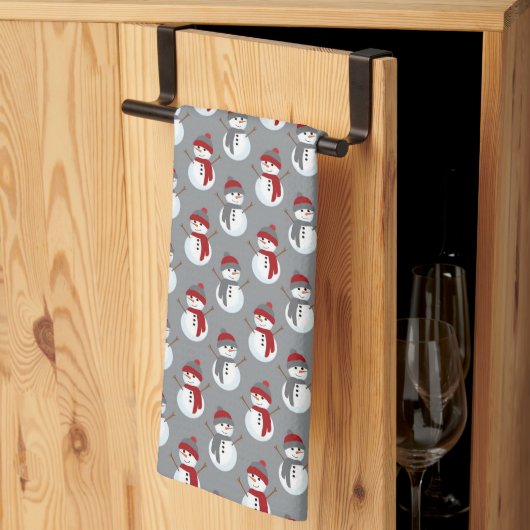Grey Snowman Burgundy Kerstmis Theedoek (Derde Gevouwen)