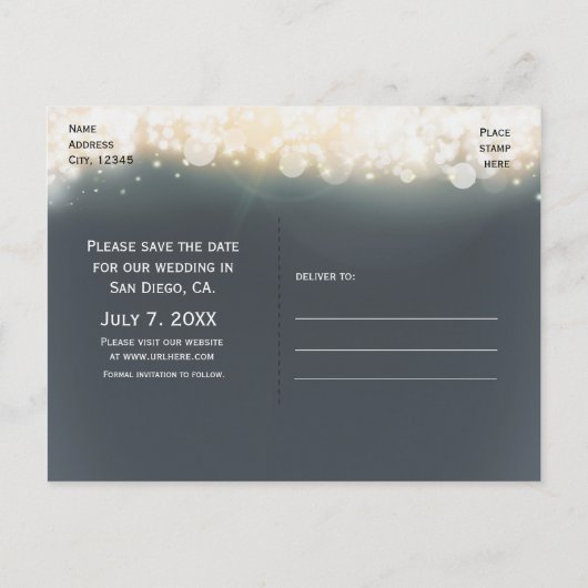 Grey Sparkle Light Blast Enregistrer La Date Carte (Dos)