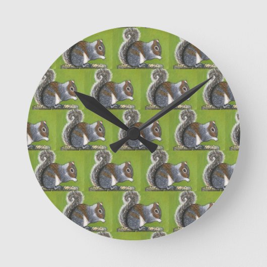 Grey Squirrel Clock  Ronde Klok (Voorkant)