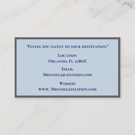 Grey Stripes Commerciële Vliegtuigkapitein Piloot Visitekaartje (Achterkant)
