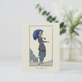 Grey Suit Parasol  Franse Mode Briefkaart (Staand voorkant)