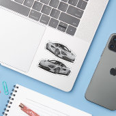 Grey Supercar Sticker (Laptop met iPhone)