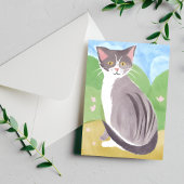 Grey Tabby Cat | Waterverf schilderij Briefkaart