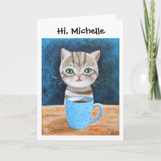 Grey Tabby Kitten Cat Funny Schattige Custom Greet Kaart (Voorkant)