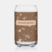 Grey Tan Glass Chips Brown Retro Terrazzo Pattern (Recto)