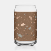 Grey Tan Glass Chips Brown Retro Terrazzo Pattern (Verso)