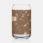 Grey Tan Glass Chips Brown Retro Terrazzo Pattern Blikvorm Glas (Links)
