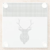 Grey Tartan Pattern Stag Glazen Onderzetter (Achterkant)