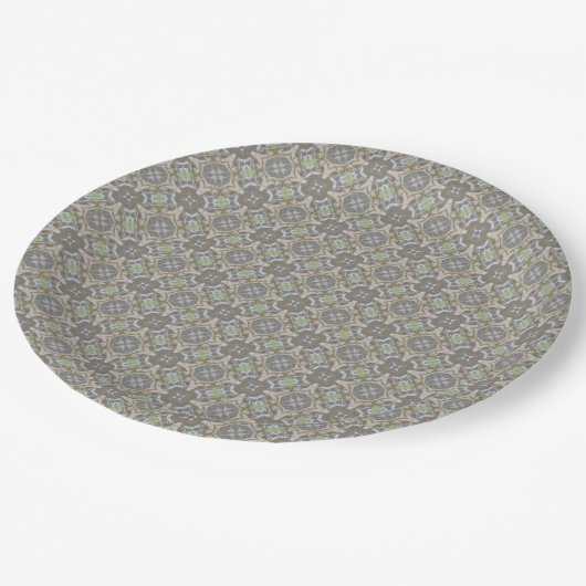 Grey, Taupe, Green Diamond Tiled Pattern Papieren Bordje (Gekanteld)