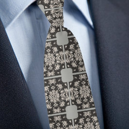 Grey Taupe Tegel Pattern Necktie Stropdas