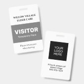 Grey Temporary Visitor Pass Ziekenhuis Badge (Voor- en achterkant)