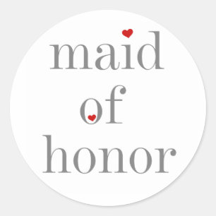 Grey Text Maid of Honor Ronde Sticker