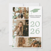 Grey Toile de Jouy Graduation Invitation Kaart (Voorkant)