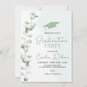 Grey Toile de Jouy Graduation Invitation Kaart (Achterkant)