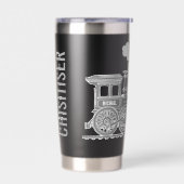 Grey train graphic full name drinks bottle geïsoleerde drinkbeker (Links)
