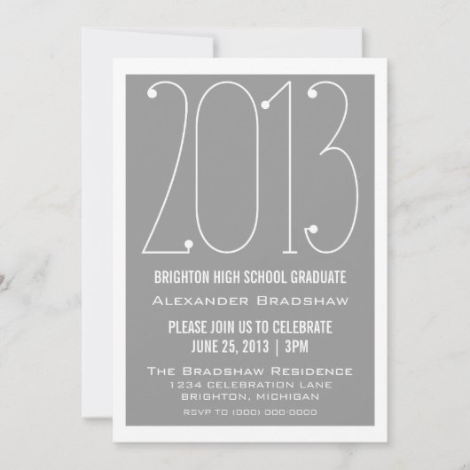 Grey Trendy 2013 Graduation Invitation (Devant)