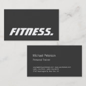 Grey Trendy Personal Trainer Fitness Carte de visi (Devant / Derrière)
