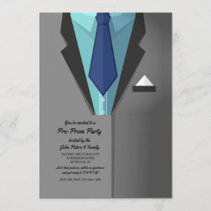 Grey Tux Invitation Kaart