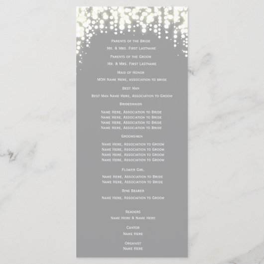 Grey Twinkle Lights Wedding Program Programma (Achterkant)