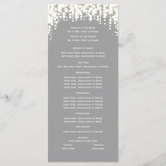 Grey Twinkle Lights Wedding Program Programma (Achterkant)