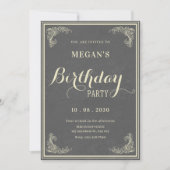 Grey vintage elegant birthday kaart (Voorkant)