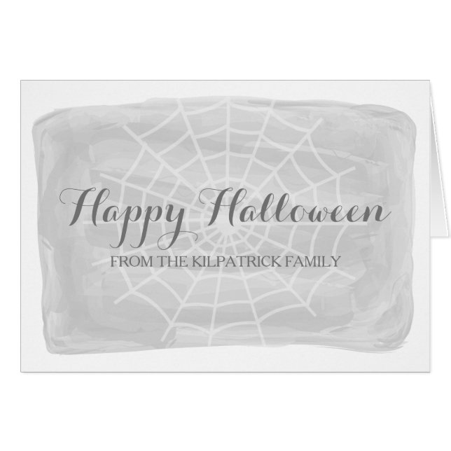Grey Waterverf Spider Web Halloween Kaart (Voorkant Horizontaal)
