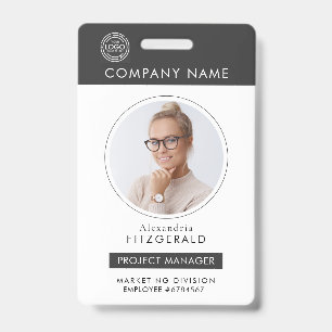 Grey Werknemersfoto ID Bedrijfsbeveiliging Badge