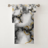 Grey White Black en Gold Marble Pattern Bad Handdoek (Insitu)