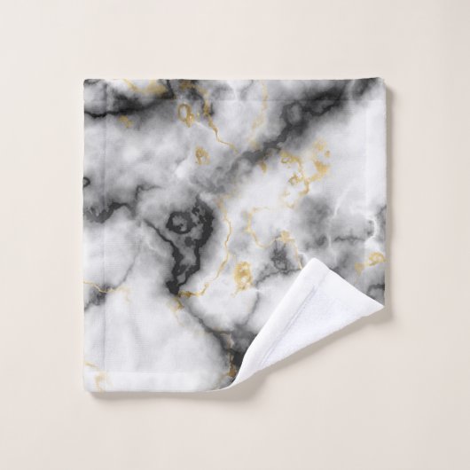 Grey White Black en Gold Marble Pattern Bad Handdoek (Wasdoekje)